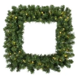 36 Inch Grand Teton Square Wreath: Clear LEDs