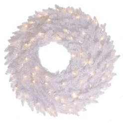 24 Inch White Fir Wreath: Clear LEDs