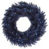 24 Inch Navy Blue Fir Wreath: Blue LED Lights