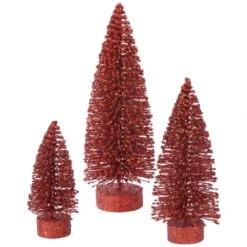 5, 7 & 9 Inch Red Glitter Oval Tree: Unlit