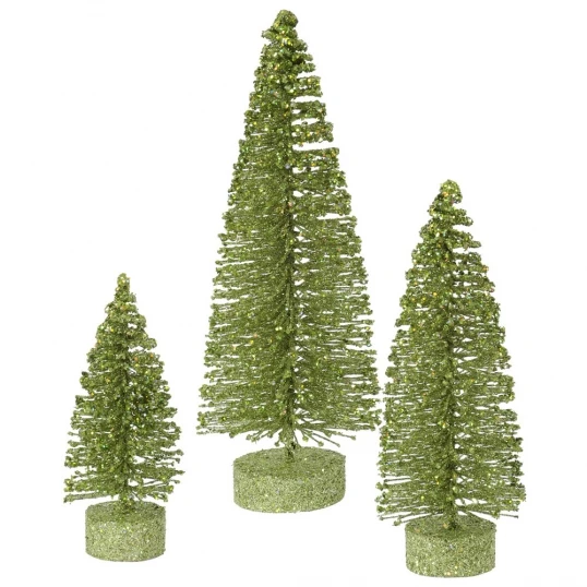 5, 7 & 9 Inch Lime Green Glitter Oval Tree: Unlit 1 5, 7 & 9 Inch Lime Green Glitter Oval Tree: Unlit