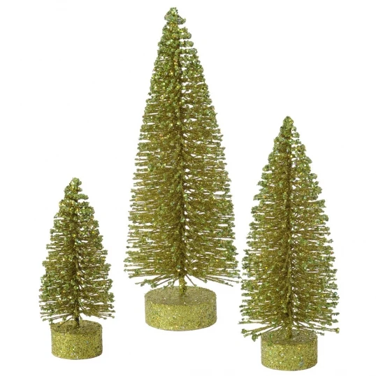 5, 7 & 9 Inch Olive Glitter Oval Tree: Unlit 1 5, 7 & 9 Inch Olive Glitter Oval Tree: Unlit
