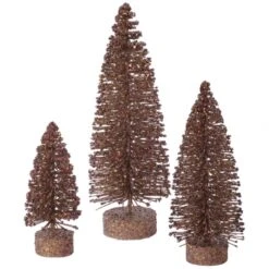 5, 7 & 9 Inch Mocha Glitter Oval Tree: Unlit