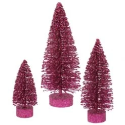 5, 7 & 9 Inch Dark Mauve Glitter Oval Tree: Unlit