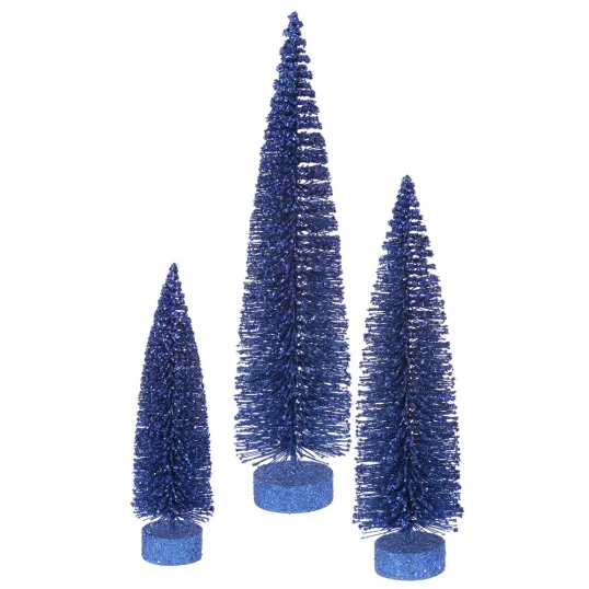 Blue Glitter Artificial Oval Tree (set Of 3): 12 Inch, 16 Inch, 20 Inch 1 Blue Glitter Artificial Oval Tree (set Of 3): 12 Inch, 16 Inch, 20 Inch