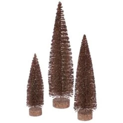 Mocha Glitter Artificial Oval Tree (set Of 3): 12 Inch, 16 Inch, 20 Inch