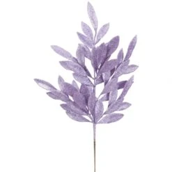 22 Inch Purple Glitter Bay Leaf Spray (Set Of 6)