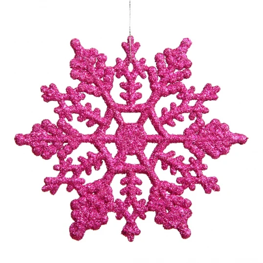 4 Inch Artificial Glitter Snowflake Ornament (set Of 24): Magenta 1 4 Inch Artificial Glitter Snowflake Ornament (set Of 24): Magenta