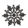 6.25 Inch Artificial Glitter Snowflake Ornament (set Of 12): Black