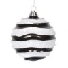 6 Inch Christmas Candy Glitter Wave Ball Ornament: Black-White