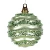 8 Inch Christmas Candy Glitter Wave Ball Ornament: Celadon