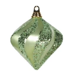 6 Inch Candy Glitter Swirl Christmas Diamond Ornament: Celadon