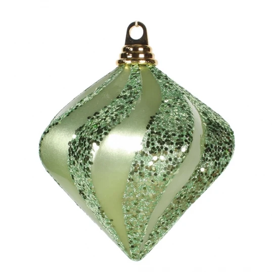 6 Inch Candy Glitter Swirl Christmas Diamond Ornament: Celadon 1 6 Inch Candy Glitter Swirl Christmas Diamond Ornament: Celadon