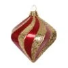 6 Inch Candy Glitter Swirl Christmas Diamond Ornament: Red/Gold