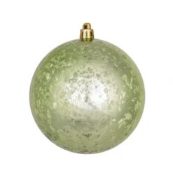 4 Inch Celadon Shiny Mercury Ball Ornament: Set Of 6