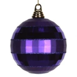 5.5 Inch Plum Shiny-Matte Mirror Ball Ornament