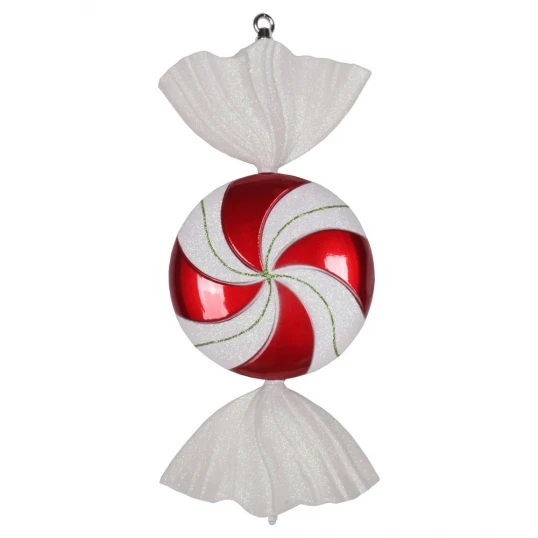 18.5 Inch Red-White Flat Swirl Candy Ornament 1 18.5 Inch Red-White Flat Swirl Candy Ornament