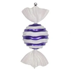 18.5 Inch Purple-White Striped Wave Candy Ornament