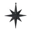 8 Inch Black Iridescent Glitter Bethlehem Star Ornament: Set Of 4