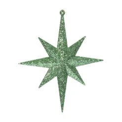 8 Inch Celadon Iridescent Glitter Bethlehem Star Ornament: Set Of 4