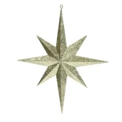 15.75 Inch Gold Iridescent Glitter Bethlehem Star Ornament