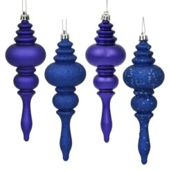 7in Shiny, Matte, Glitter & Sequin Finished Finials (set Of 8): Cobalt Blue