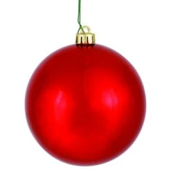 4 Inch Red Shiny Ball Ornament: Set Of 6