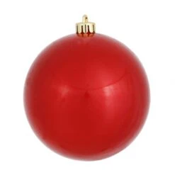 4 Inch Red Candy Ball Ornament: Set Of 6