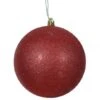 6 Inch Red Glitter Ball Ornament: Set Of 4