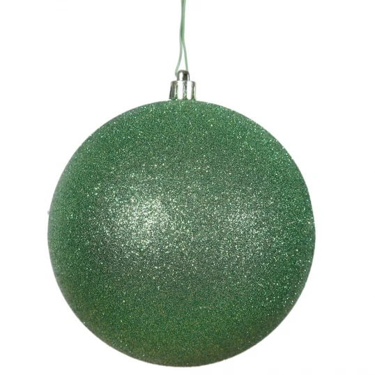 4 Inch Green Glitter Ball Ornament: Set Of 6 1 4 Inch Green Glitter Ball Ornament: Set Of 6