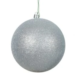 12 Inch Silver Glitter Ball Ornament