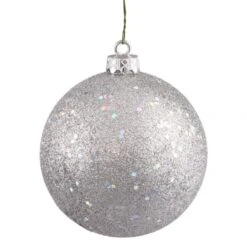 4 Inch Silver Sequin Ball Ornament: Set Of 6