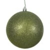 4 Inch Olive Glitter Ball Ornament: Set Of 6