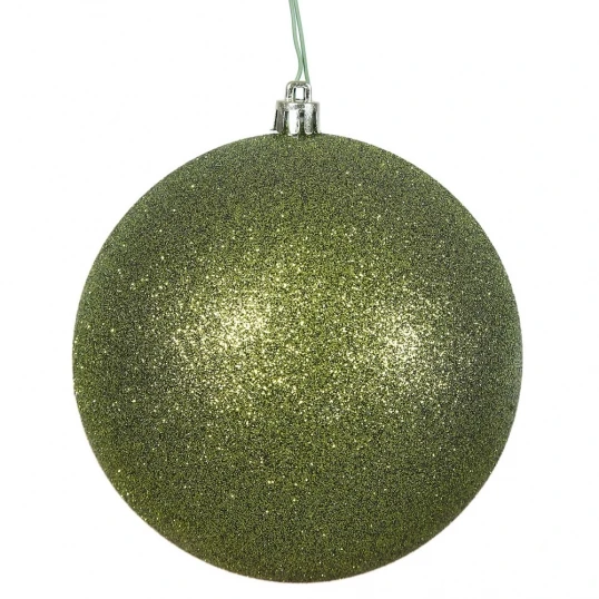 4 Inch Olive Glitter Ball Ornament: Set Of 6 1 4 Inch Olive Glitter Ball Ornament: Set Of 6
