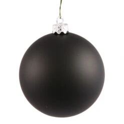 4 Inch Black Matte Ball Ornament: Set Of 6