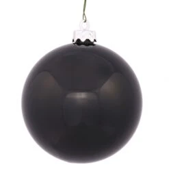 2.75 Inch Black Shiny Ball Ornament: Set Of 12
