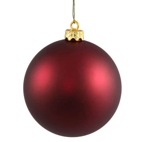 6 Inch Wine Matte Ball Ornament: Set Of 4 1 6 Inch Wine Matte Ball Ornament: Set Of 4