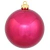 4 Inch Wine Shiny Ball Ornament: Set Of 6