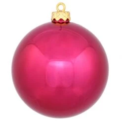 4 Inch Wine Shiny Ball Ornament: Set Of 6