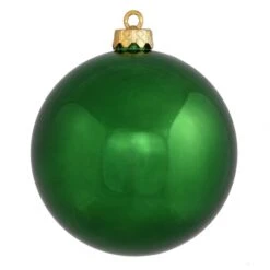 6 Inch Emerald Shiny Ball Ornament: Set Of 4