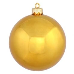 6 Inch Antique Gold Shiny Ball Ornament: Set Of 4