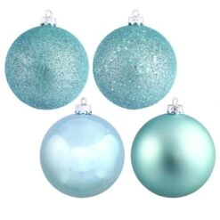4 Inch Baby Blue Assorted Ball Ornaments (Box Of 12 Balls)