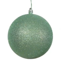 6 Inch Sea Foam Glitter Ball Ornament: Set Of 4