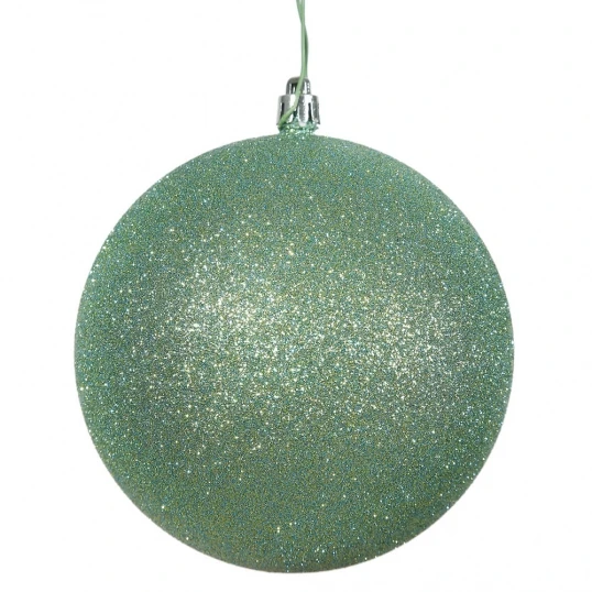 6 Inch Sea Foam Glitter Ball Ornament: Set Of 4 1 6 Inch Sea Foam Glitter Ball Ornament: Set Of 4