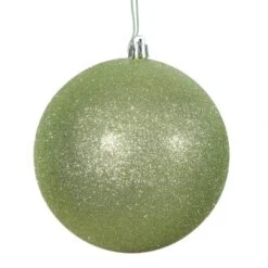 12 Inch Celadon Glitter Ball Ornament