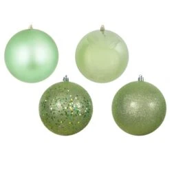 6 Inch Celadon 4-Finish Ball Ornament: Set Of 4