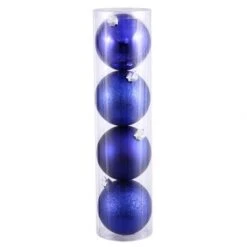 8 Inch Cobalt 4-Finish Ball Ornament: Set Of 4