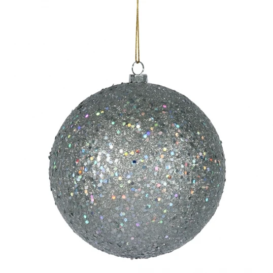 6 Inch Silver Sequin Ball Ornament: Set Of 4 1 6 Inch Silver Sequin Ball Ornament: Set Of 4