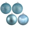 6 Inch Baby Blue 4-Finish Ball Ornament: Set Of 4