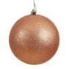 4 Inch Rose Gold Glitter Ball Ornament: Set Of 6